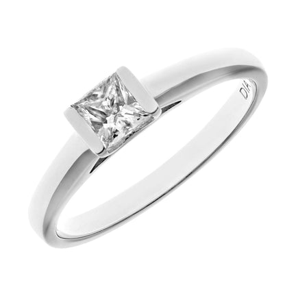 18ct White Gold  Princess 1/3ct Diamond Channel Bar Solitaire Ring - PR0AXL915118KW