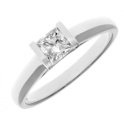 18ct White Gold  Princess 1/2ct Diamond Channel Bar Solitaire Ring - PR0AXL915218KW