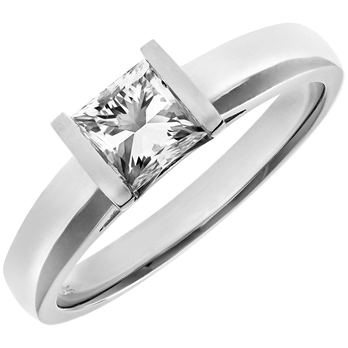 18ct White Gold  Princess 3/4ct Diamond Channel Bar Solitaire Ring - PR0AXL915318KW