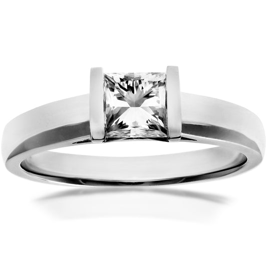 18ct White Gold  Princess 3/4ct Diamond Channel Bar Solitaire Ring - PR0AXL915318KW