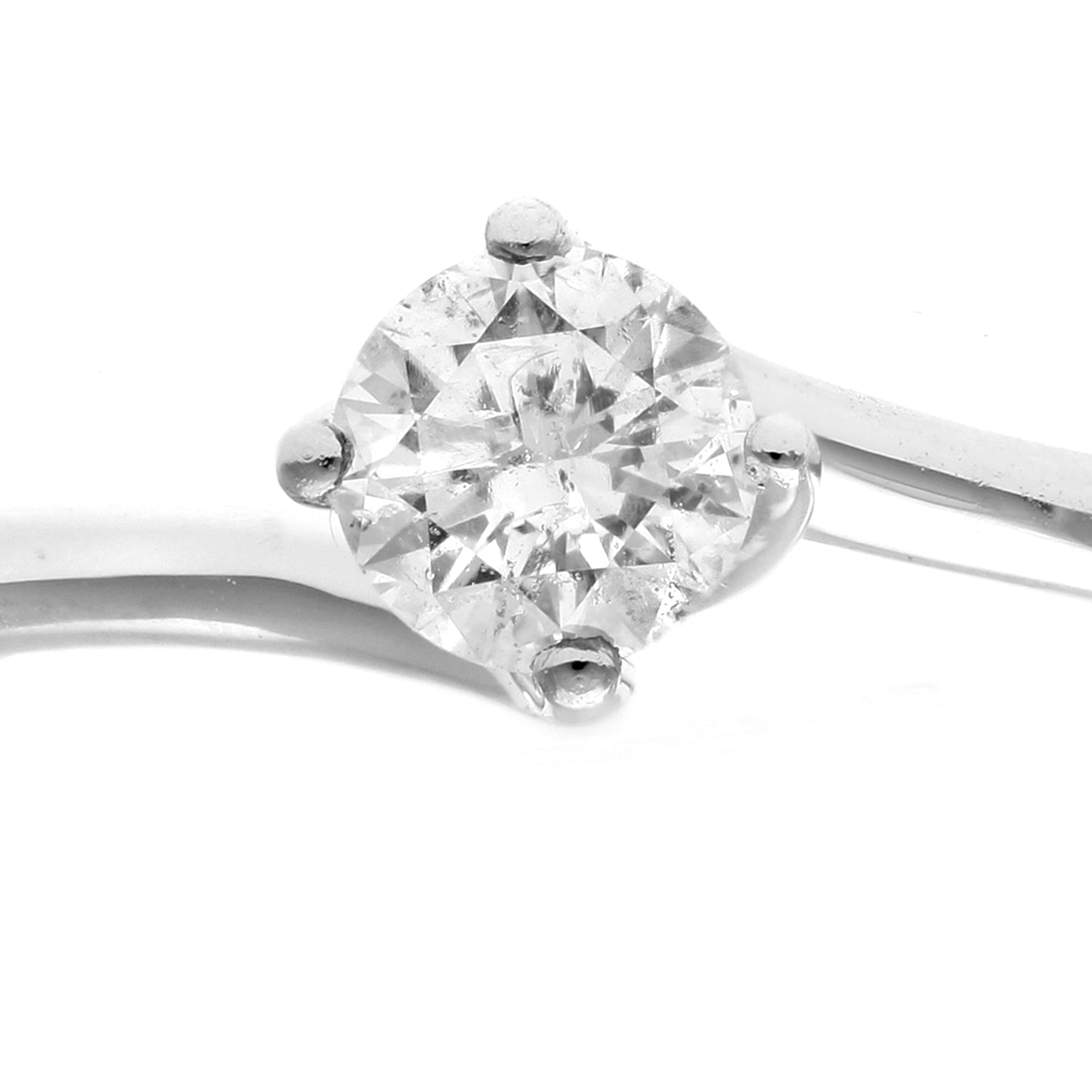 18ct White Gold  1/4ct Diamond Rotated 4 Claw Solitaire Ring - PR0AXL915518KW