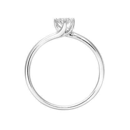 18ct White Gold  1/4ct Diamond Rotated 4 Claw Solitaire Ring - PR0AXL915518KW