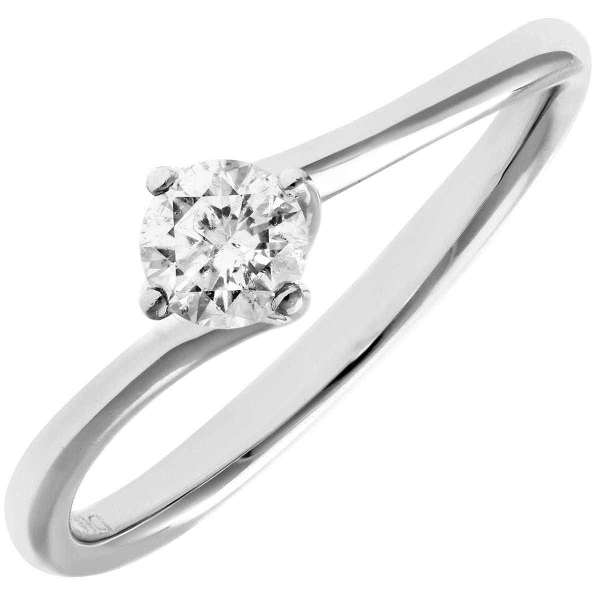 18ct White Gold  1/4ct Diamond Rotated 4 Claw Solitaire Ring - PR0AXL915518KW