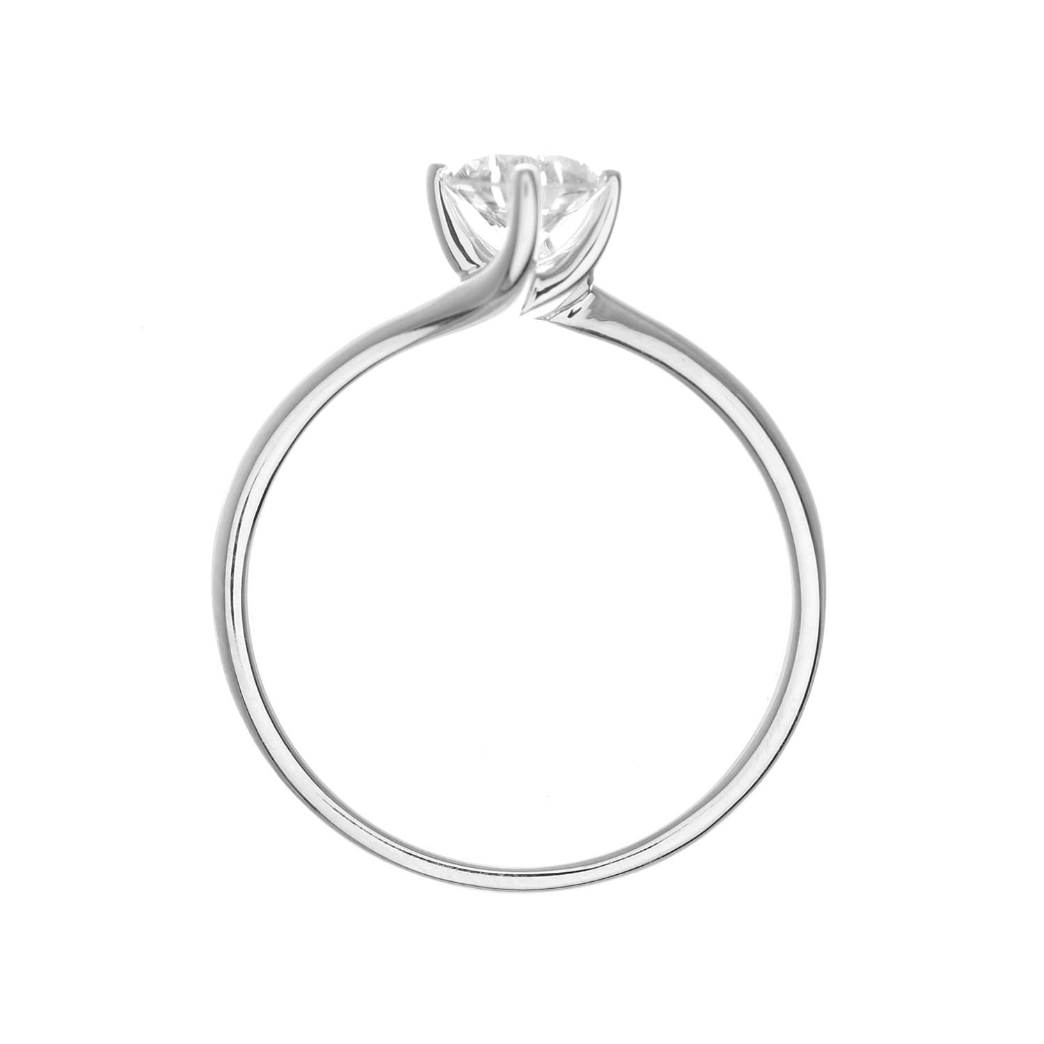 18ct White Gold  1/2ct Diamond Rotated 4 Claw Solitaire Ring - PR0AXL915618KW