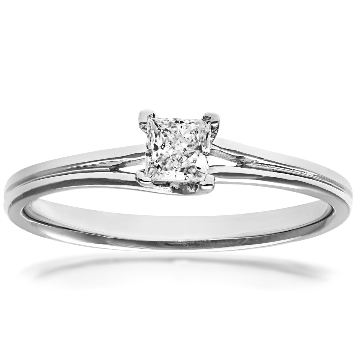 18ct White Gold  Princess 1/4ct Diamond L-Shape Solitaire Ring - PR0AXL915718KW
