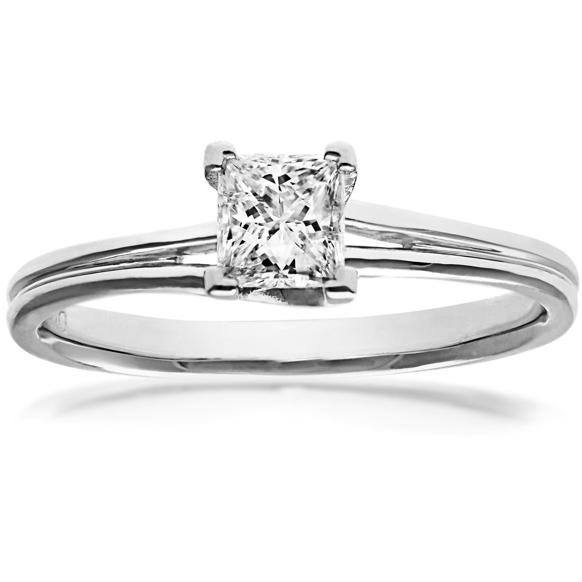 18ct White Gold  Princess 1/2ct Diamond L-Shape Solitaire Ring - PR0AXL915818KW