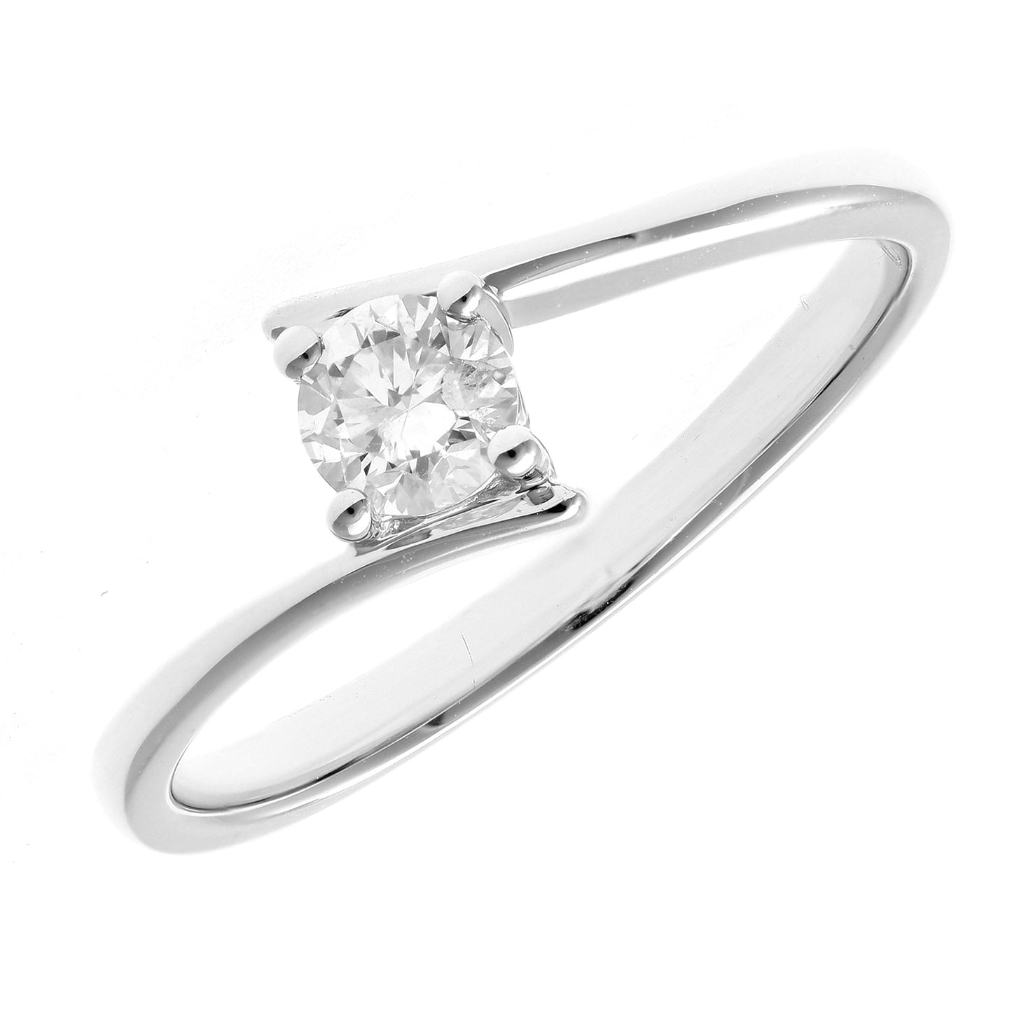 18ct White Gold  1/4ct Diamond Crossover Solitaire Engagement Ring - PR0AXL915918KW