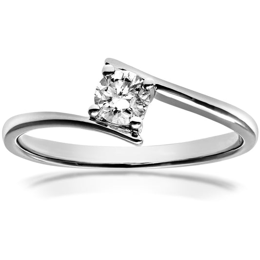 18ct White Gold  1/4ct Diamond Crossover Solitaire Engagement Ring - PR0AXL915918KW