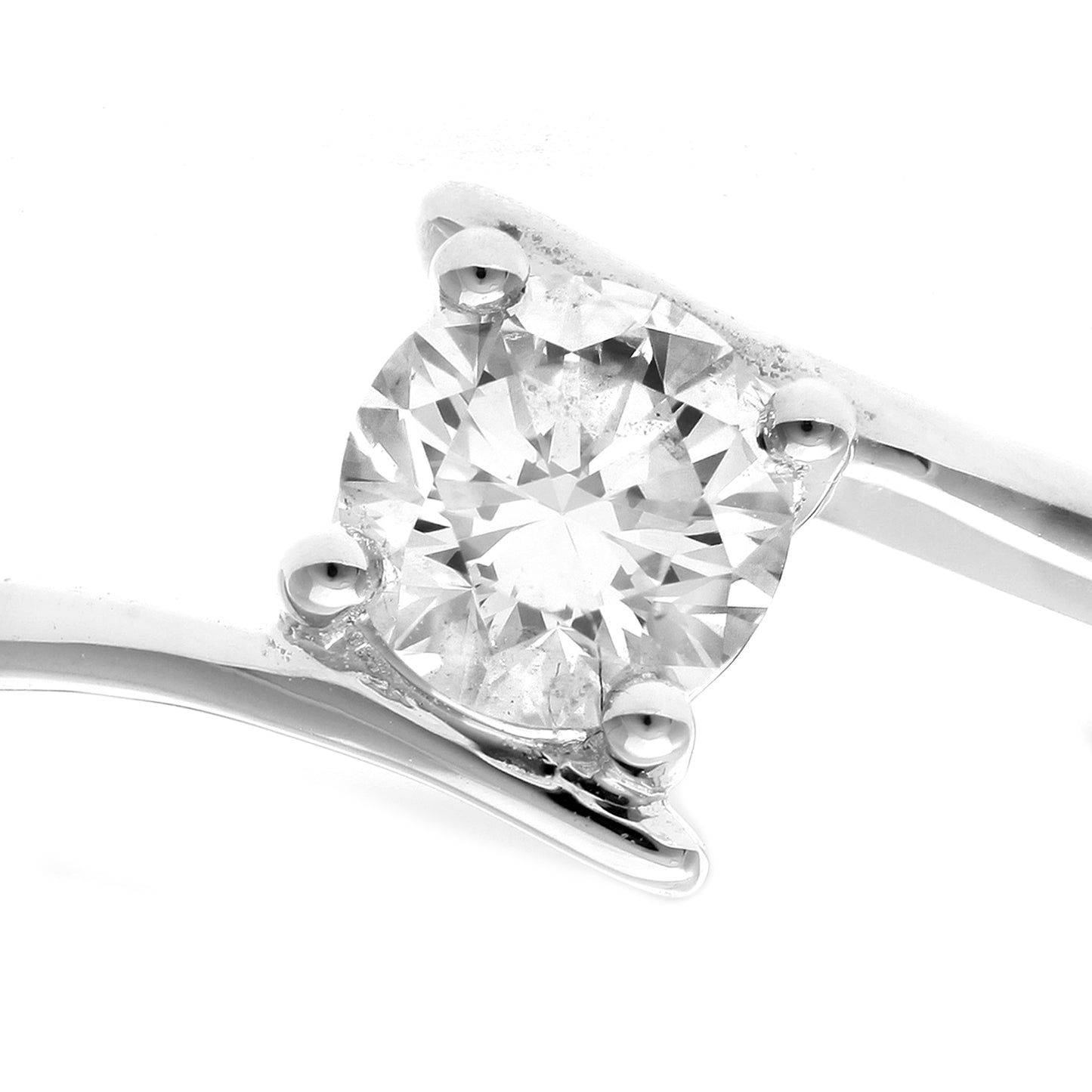 18ct White Gold  1/2ct Diamond Crossover Solitaire Engagement Ring - PR0AXL916018KW