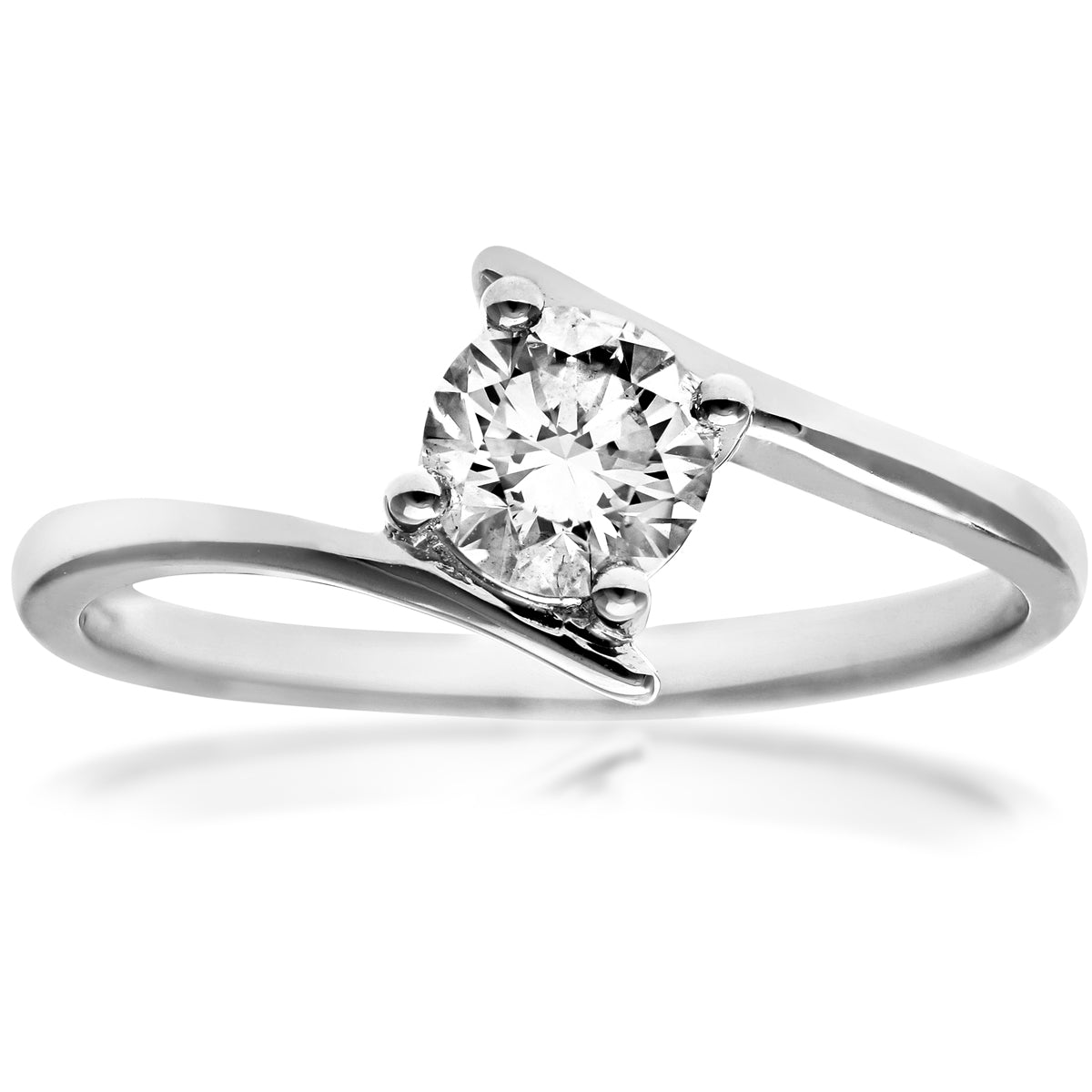 18ct White Gold  1/2ct Diamond Crossover Solitaire Engagement Ring - PR0AXL916018KW