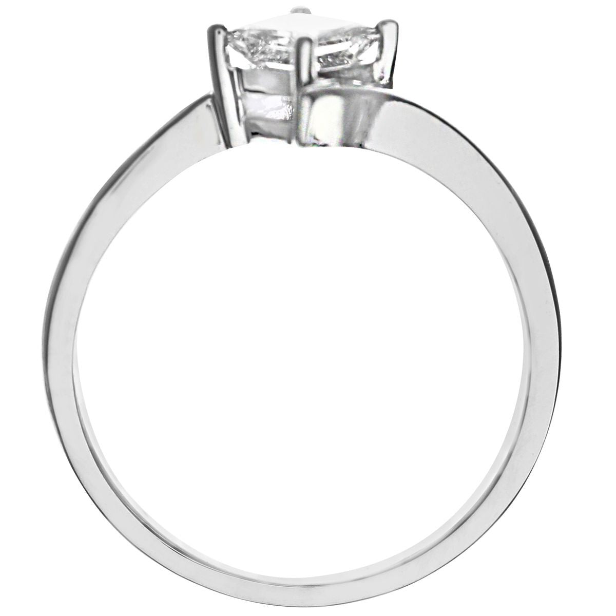 18ct White Gold  Princess 1/2ct Diamond Crossover Solitaire Ring - PR0AXL916118KW