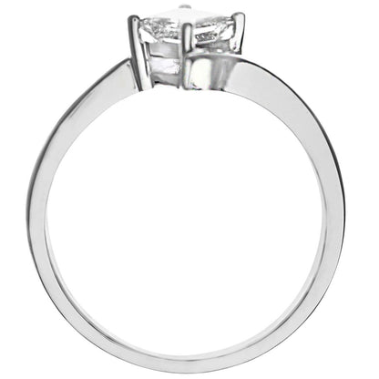 18ct White Gold  Princess 1/2ct Diamond Crossover Solitaire Ring - PR0AXL916118KW