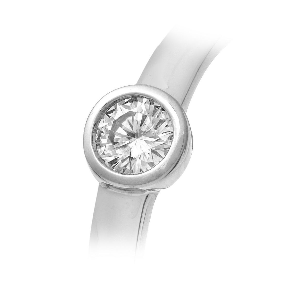 18ct White Gold  1/4ct Diamond Donut Bezel Solitaire Ring - PR0AXL916218KW