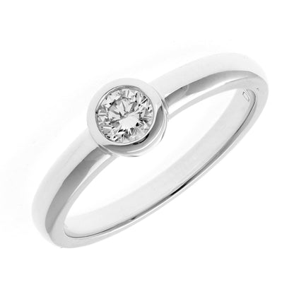 18ct White Gold  1/4ct Diamond Donut Bezel Solitaire Ring - PR0AXL916218KW