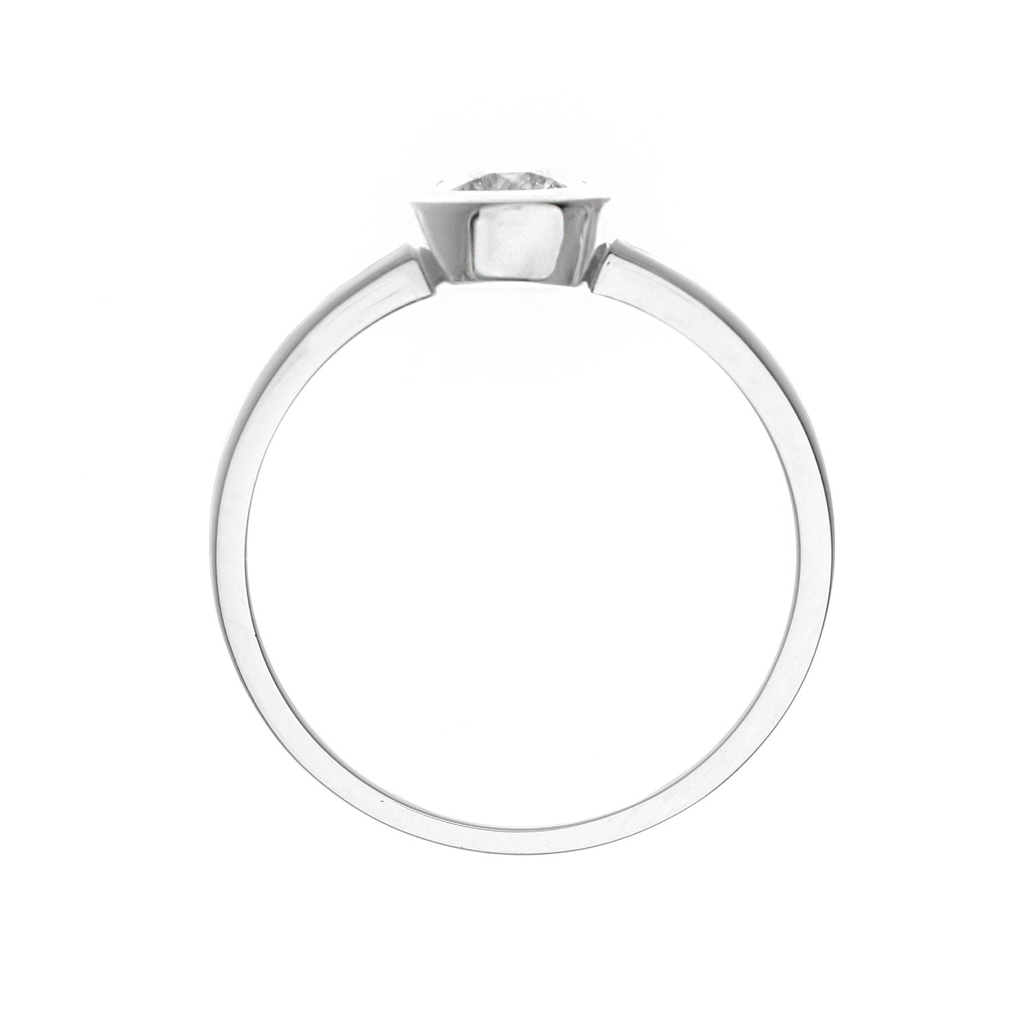 18ct White Gold  1/2ct Diamond Donut Bezel Solitaire Ring - PR0AXL916318KW