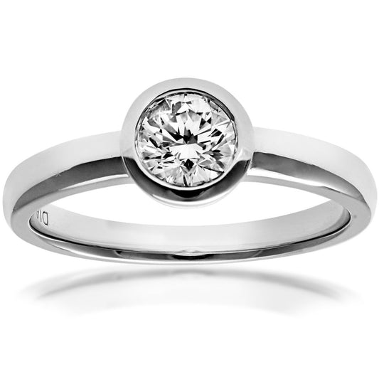 18ct White Gold  1/2ct Diamond Donut Bezel Solitaire Ring - PR0AXL916318KW