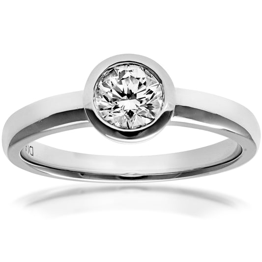 18ct White Gold  1/2ct Diamond Donut Bezel Solitaire Ring - PR0AXL916318KW