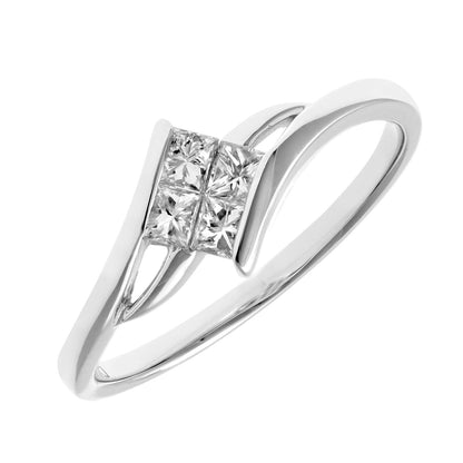 18ct White Gold  Princess 1/4ct Diamond Illusion Solitaire Ring - PR0AXL916618KW
