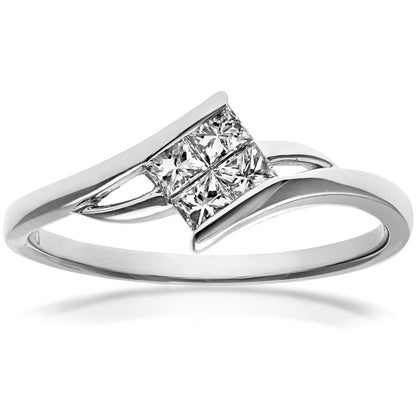 18ct White Gold  Princess 1/4ct Diamond Illusion Solitaire Ring - PR0AXL916618KW