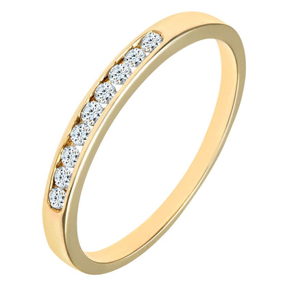 9ct Gold  14pts Diamond Channel Set 9 Stone Half Eternity Ring 2mm - PR0AXL9286Y