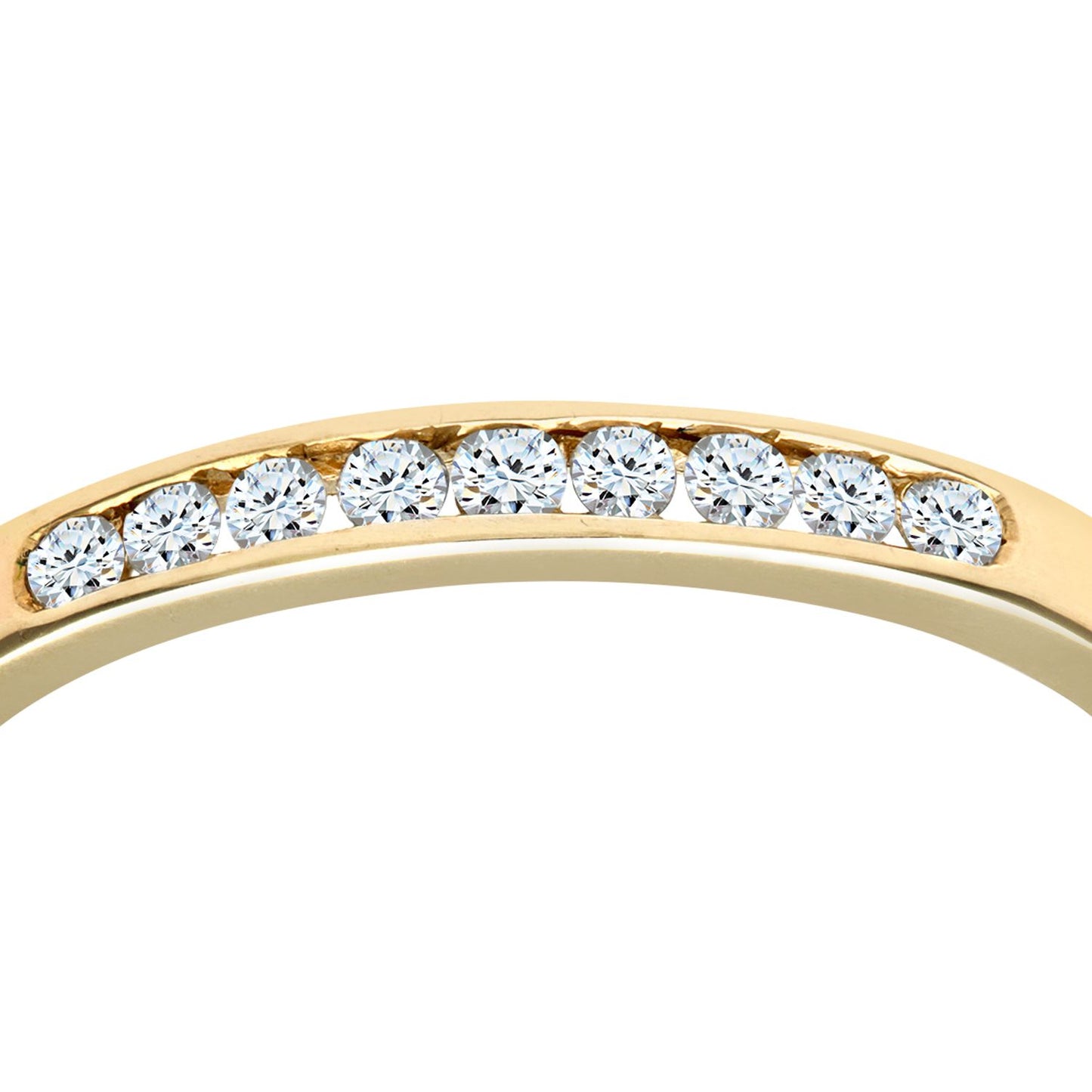 9ct Gold  14pts Diamond Channel Set 9 Stone Half Eternity Ring 2mm - PR0AXL9286Y