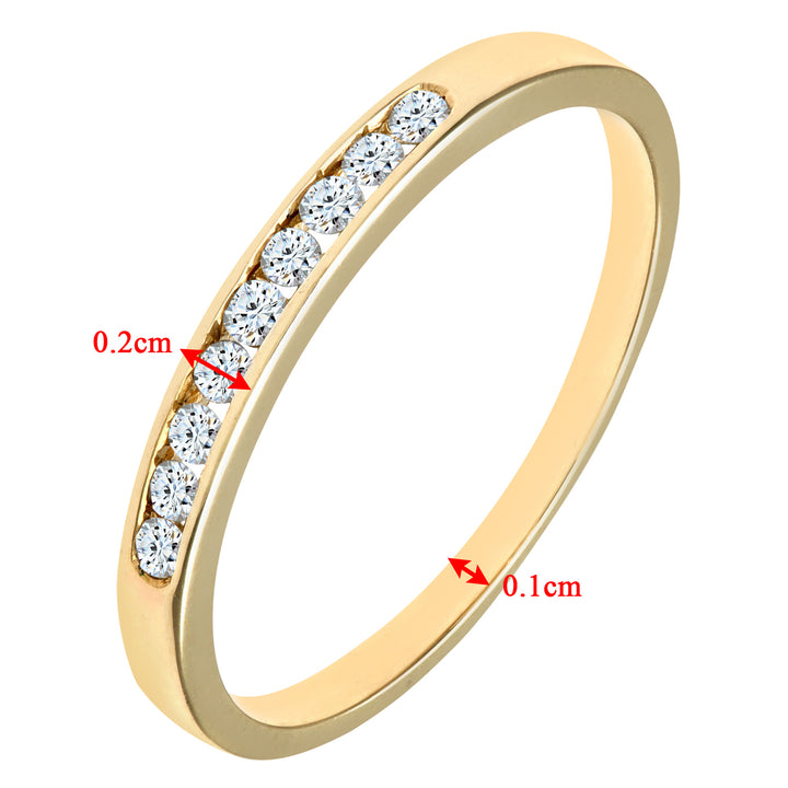 9ct Gold  14pts Diamond Channel Set 9 Stone Half Eternity Ring 2mm - PR0AXL9286Y