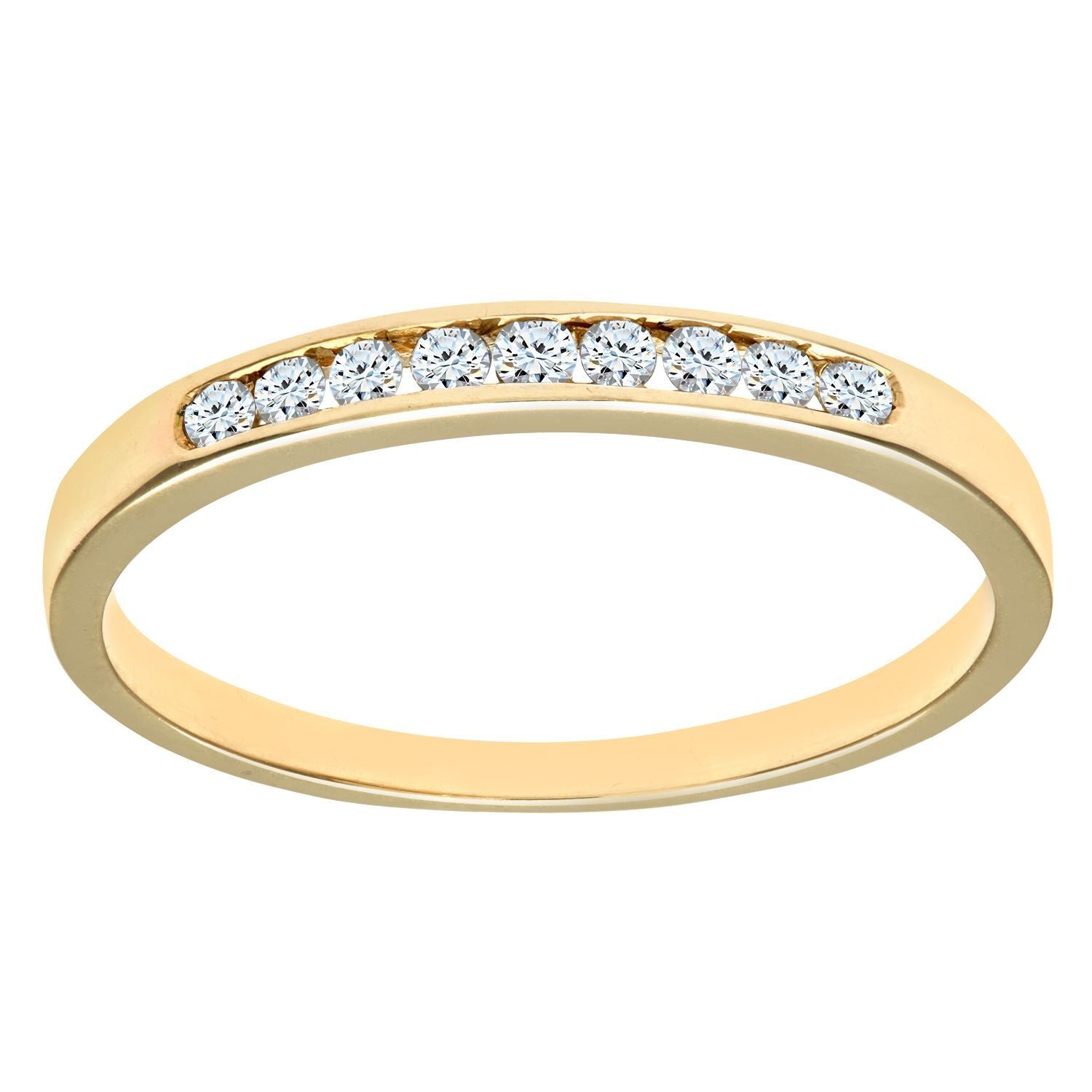 9ct Gold  14pts Diamond Channel Set 9 Stone Half Eternity Ring 2mm - PR0AXL9286Y