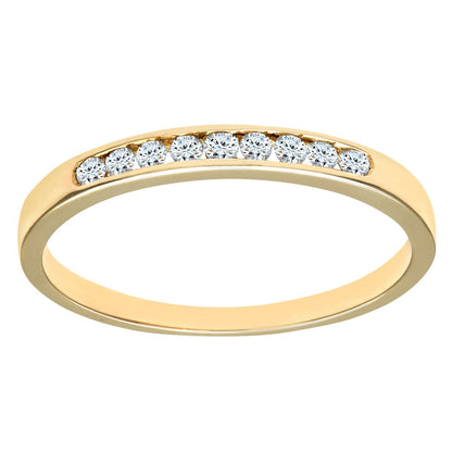 9ct Gold  14pts Diamond Channel Set 9 Stone Half Eternity Ring 2mm - PR0AXL9286Y