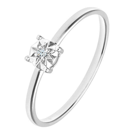 9ct White Gold  1pts Diamond Illusion Star Solitaire Ring 5mm - PR0AXL9510W