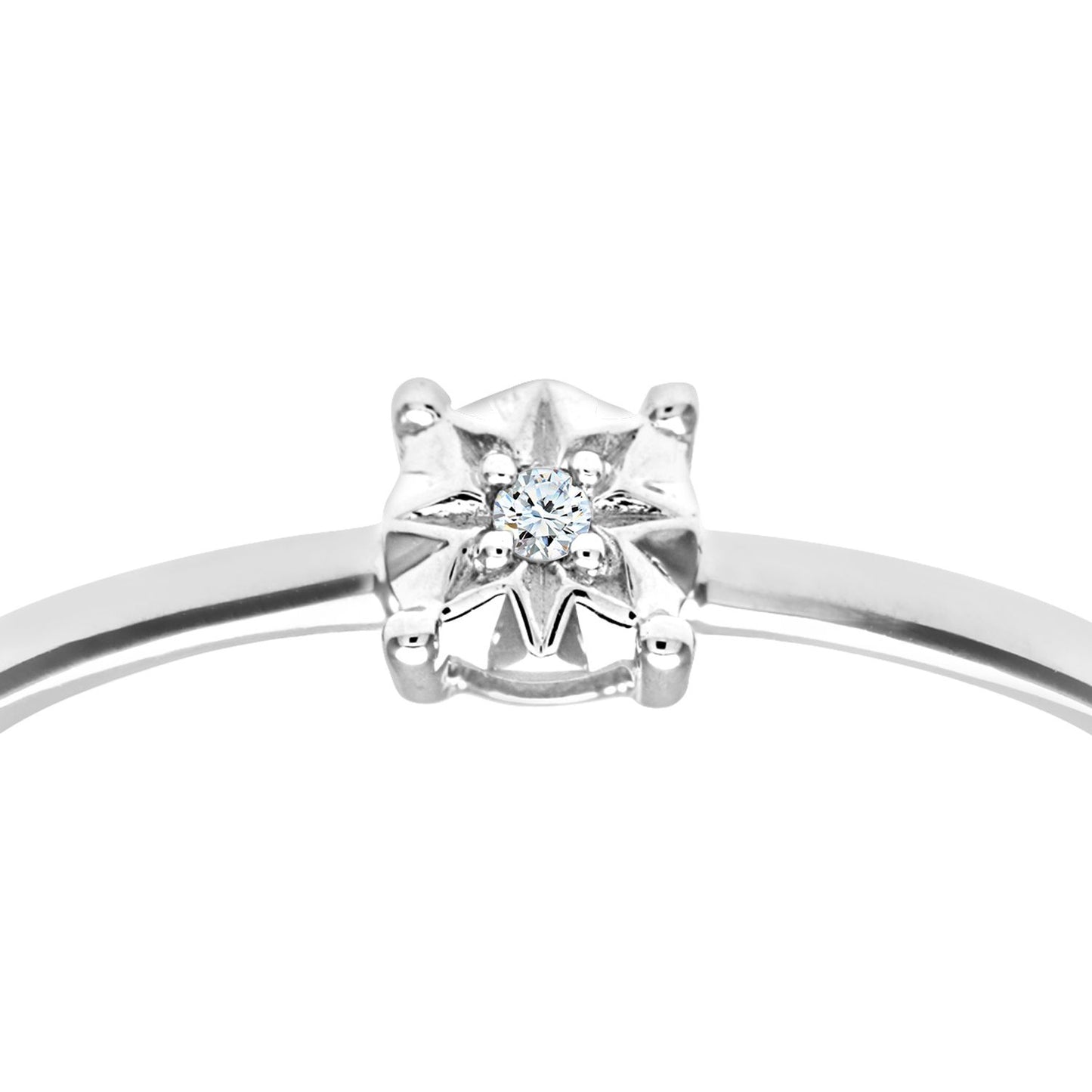 9ct White Gold  1pts Diamond Illusion Star Solitaire Ring 5mm - PR0AXL9510W