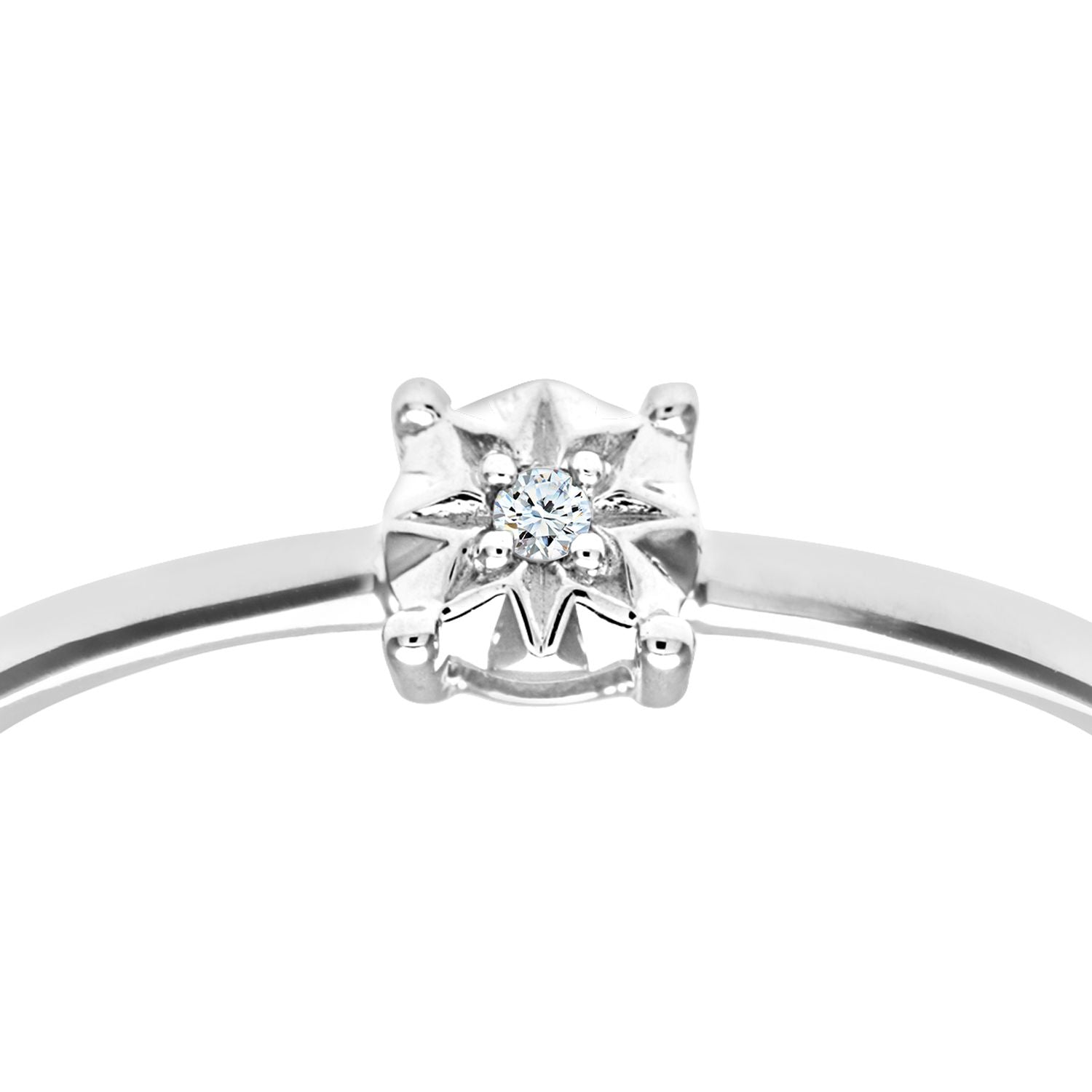 9ct White Gold  1pts Diamond Illusion Star Solitaire Ring 5mm - PR0AXL9510W