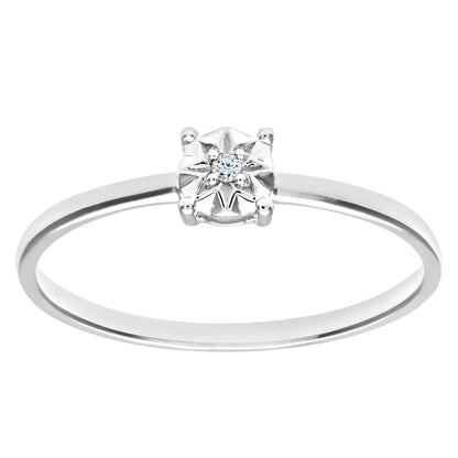 9ct White Gold  1pts Diamond Illusion Star Solitaire Ring 5mm - PR0AXL9510W