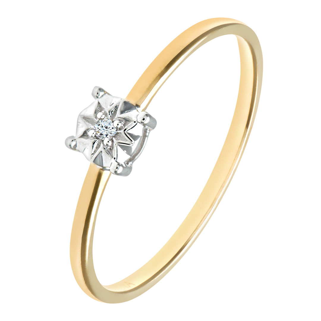 9ct Gold  1pts Diamond Illusion Star Solitaire Engagement Ring 5mm - PR0AXL9510Y