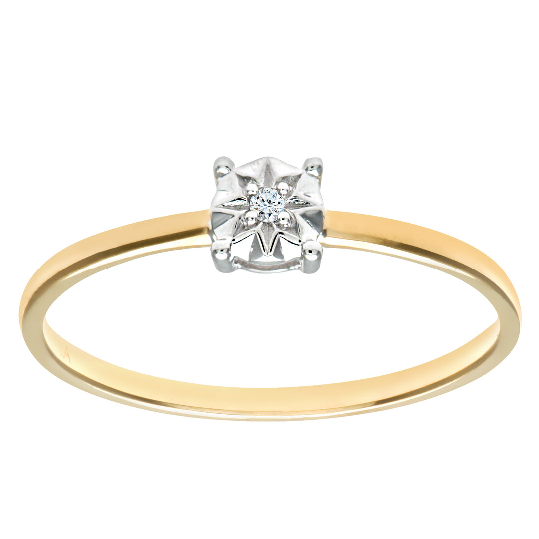 9ct Gold  1pts Diamond Illusion Star Solitaire Engagement Ring 5mm - PR0AXL9510Y