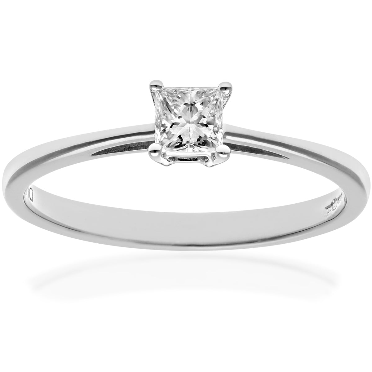 Platinum  Princess 1/4ct Diamond 4 Claw Solitaire Ring 4mm - PR0AXL9543PTJPK