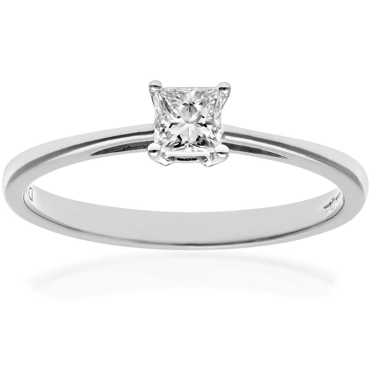 Platinum  Princess 1/4ct Diamond 4 Claw Solitaire Ring 4mm - PR0AXL9543PTJSI