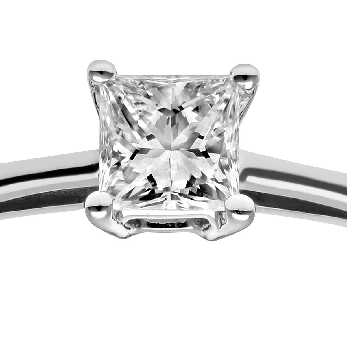 18ct White Gold  Princess 1/4ct Diamond 4 Claw Solitaire Ring 4mm - PR0AXL9543W18JSI