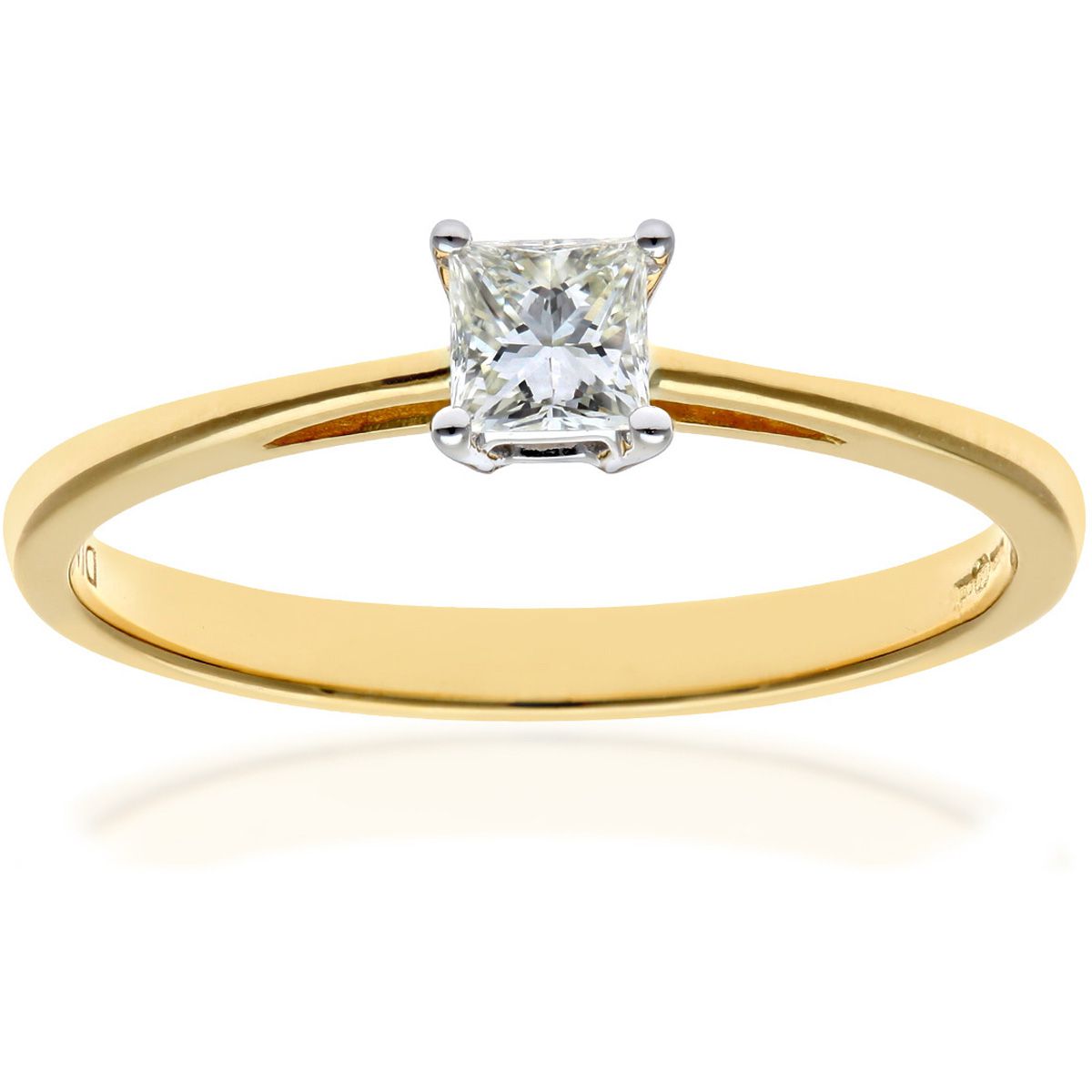 18ct Gold  Princess 1/4ct Diamond 4 Claw Solitaire Ring 4mm - PR0AXL9543Y18JPK
