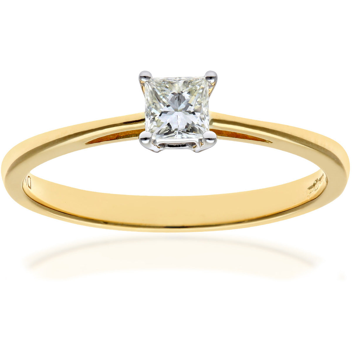 18ct Gold  Princess 1/4ct Diamond 4 Claw Solitaire Ring 4mm - PR0AXL9543Y18JPK