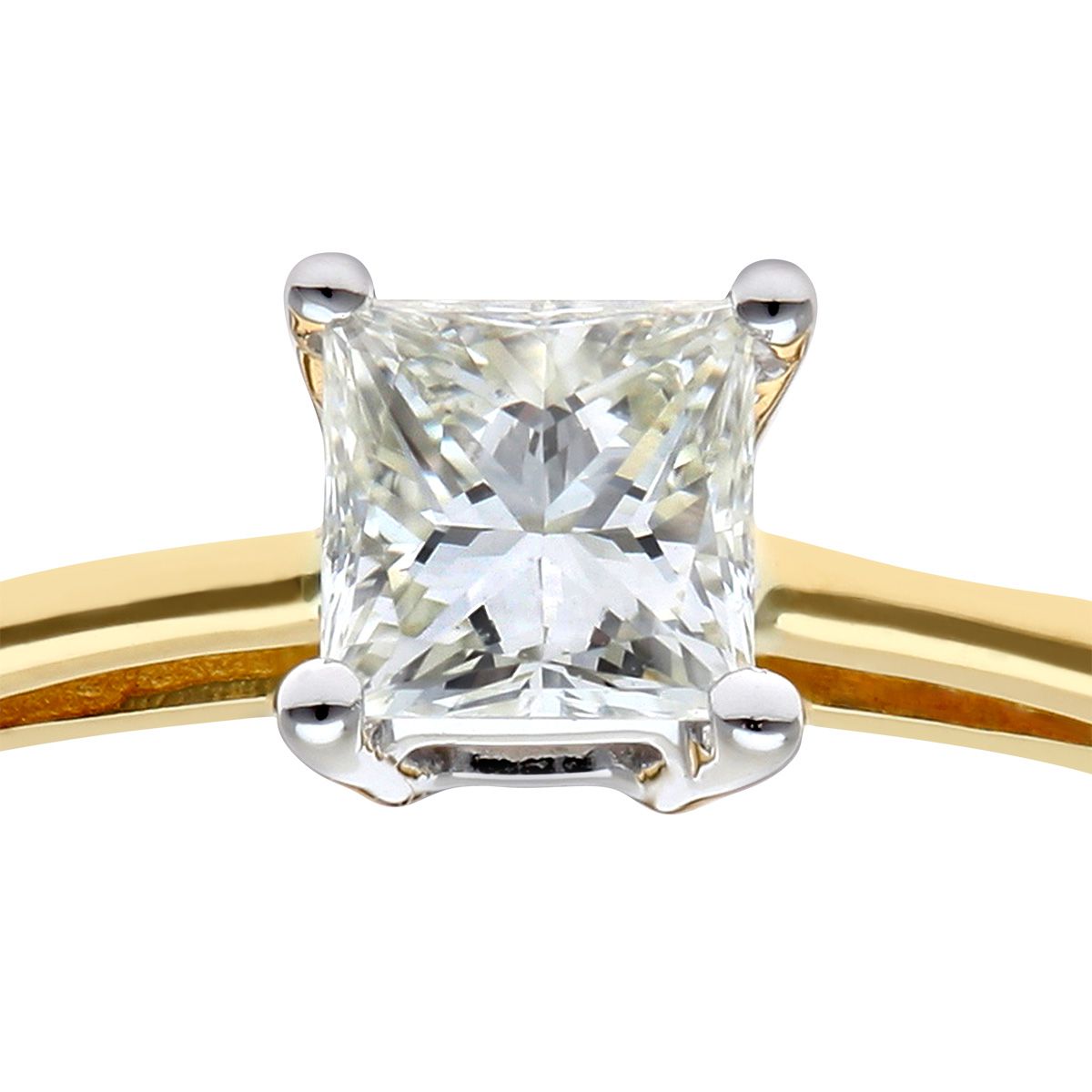 18ct Gold  Princess 1/4ct Diamond 4 Claw Solitaire Ring 4mm - PR0AXL9543Y18JSI