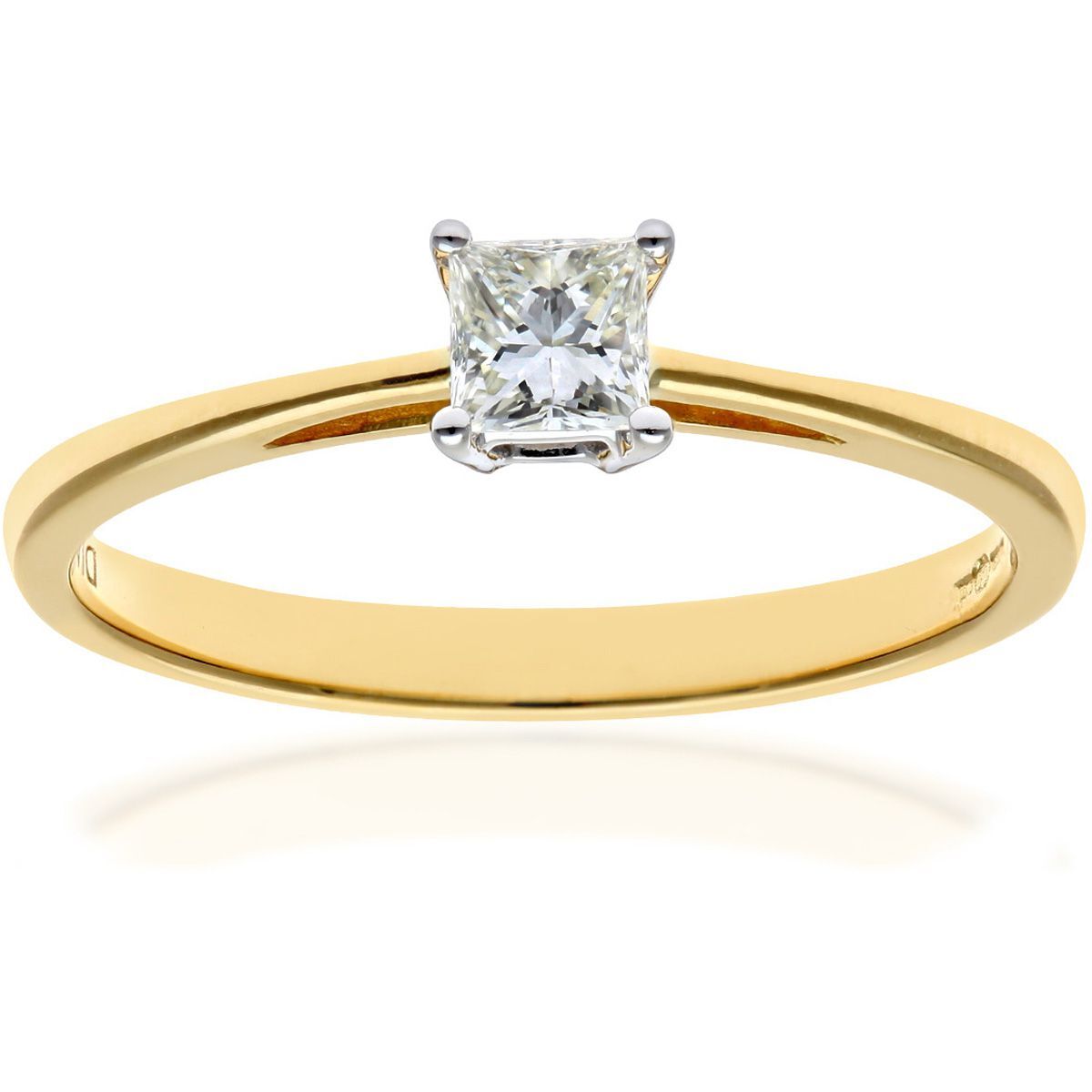 18ct Gold  Princess 1/4ct Diamond 4 Claw Solitaire Ring 4mm - PR0AXL9543Y18JSI