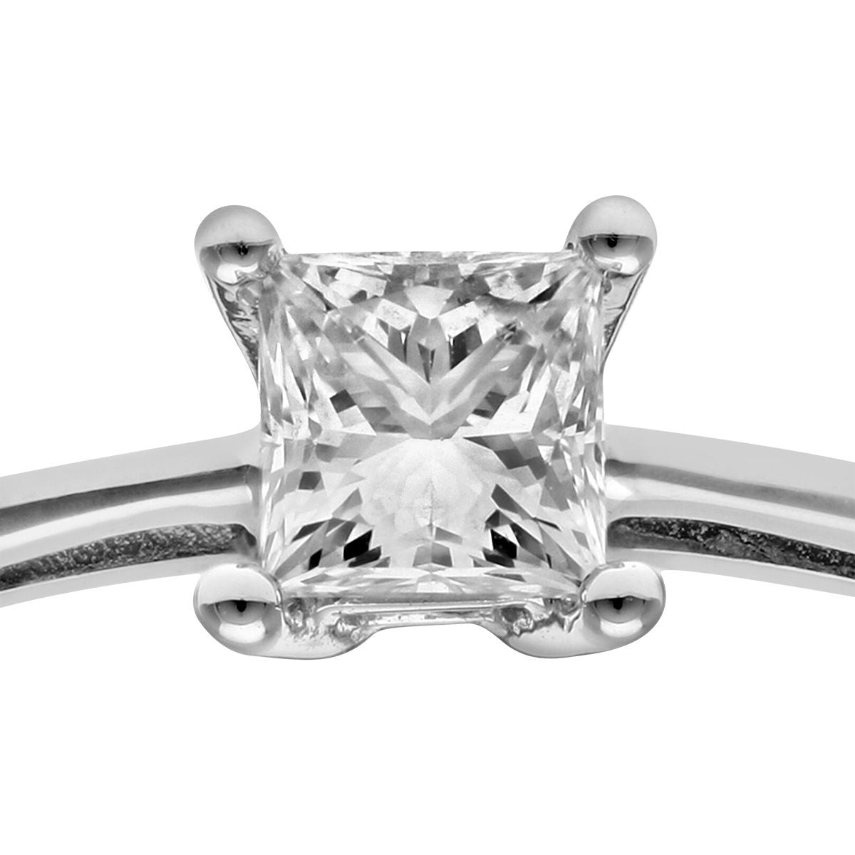 18ct White Gold  Princess 1/3ct Diamond 4 Claw Solitaire Ring 4mm - PR0AXL9544W18JPK