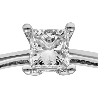 18ct White Gold  Princess 1/3ct Diamond 4 Claw Solitaire Ring 4mm - PR0AXL9544W18JSI