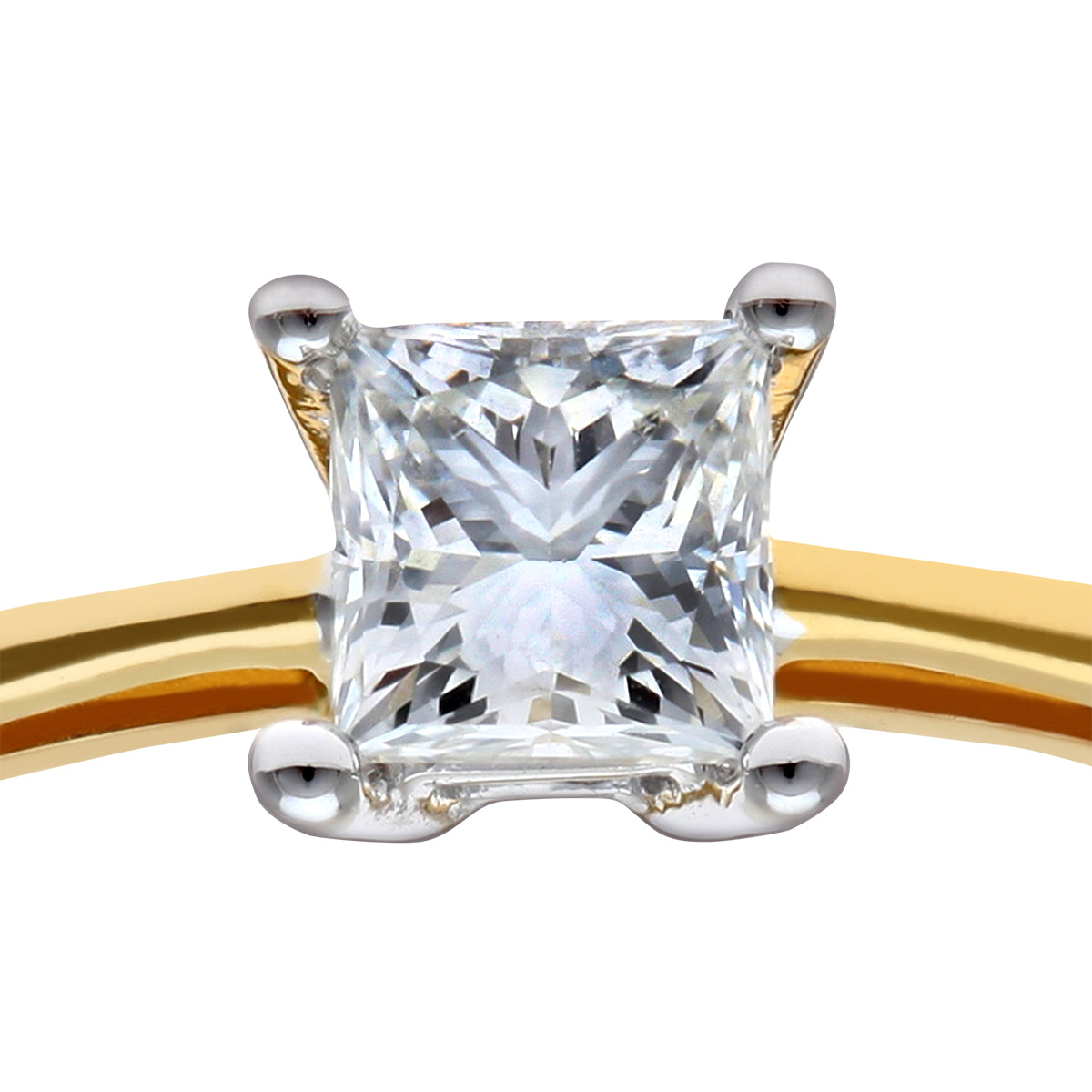 18ct Gold  Princess 1/3ct Diamond 4 Claw Solitaire Ring 4mm - PR0AXL9544Y18JSI