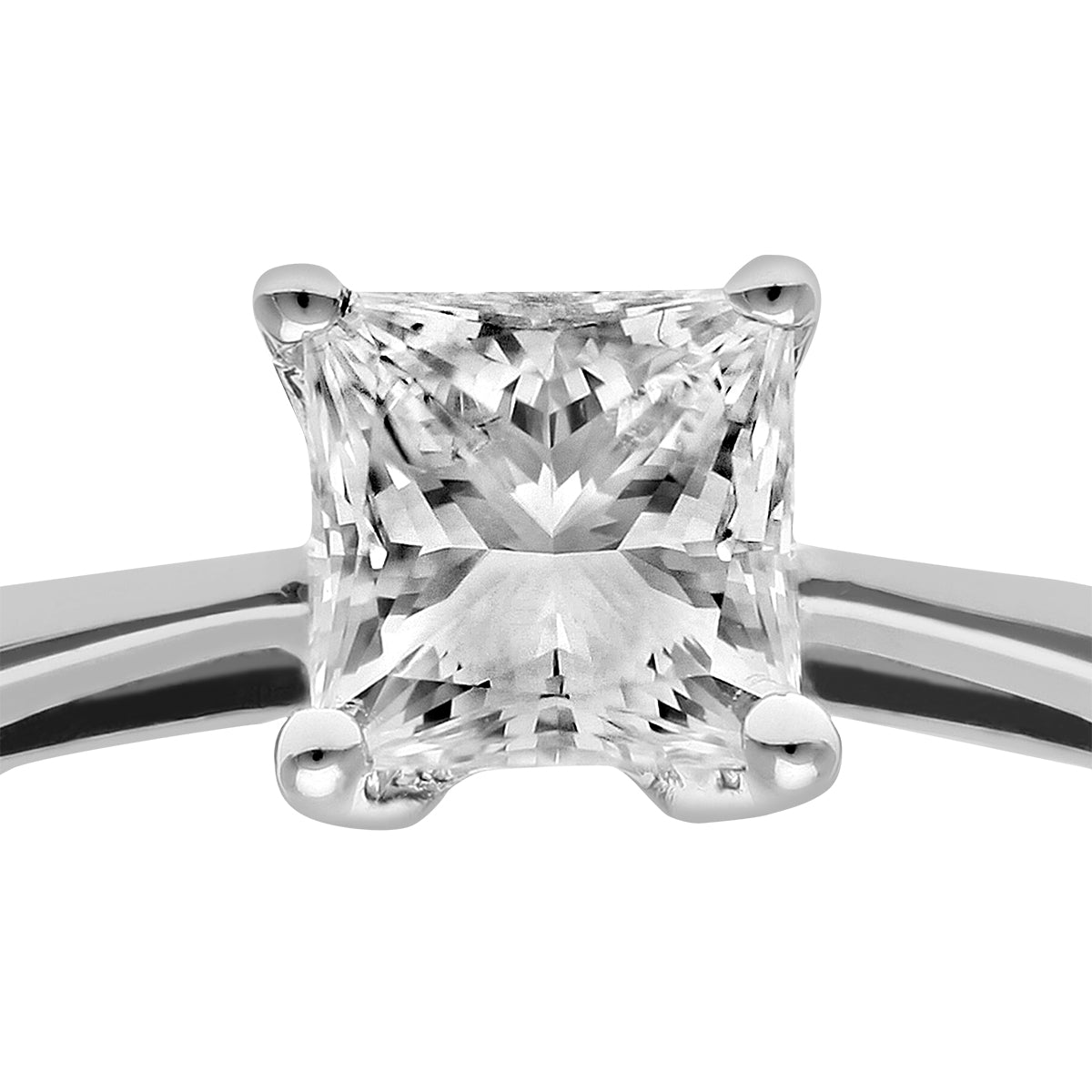 Platinum  Princess 1/2ct Diamond 4 Claw Solitaire Ring 5mm - PR0AXL9545PTJSI