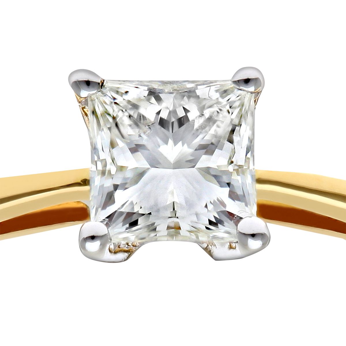 18ct Gold  Princess 1/2ct Diamond 4 Claw Solitaire Ring 5mm - PR0AXL9545Y18JSI