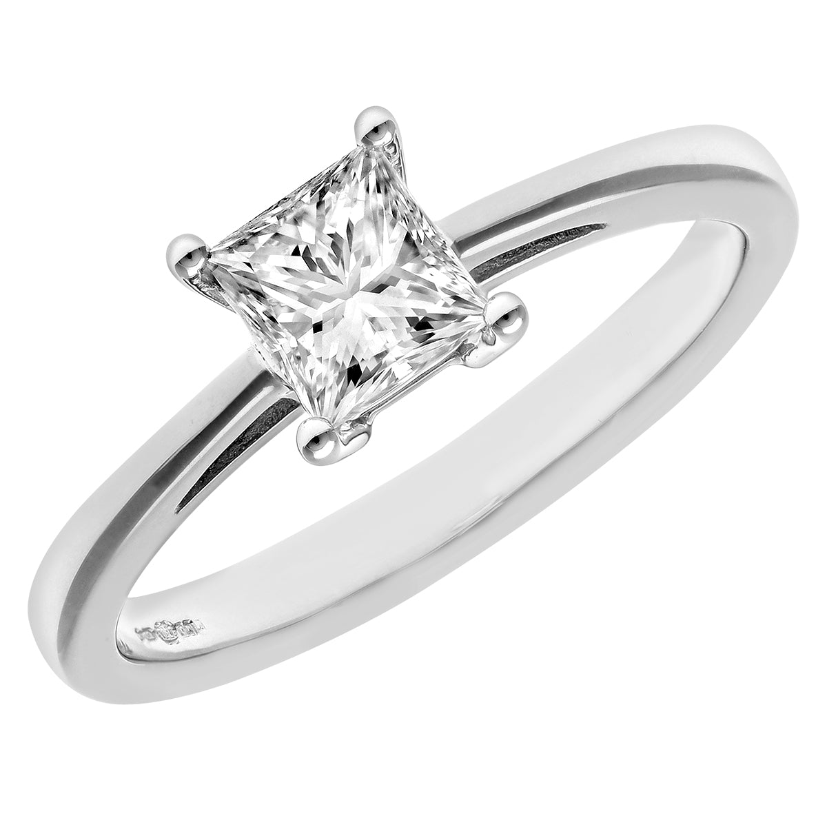 Platinum  Princess 3/4ct Diamond 4 Claw Solitaire Ring 5mm - PR0AXL9546PTJSI