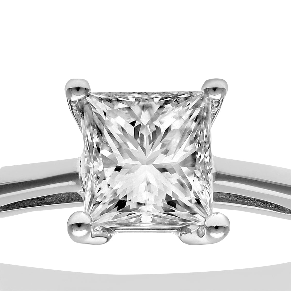 18ct White Gold  Princess 3/4ct Diamond 4 Claw Solitaire Ring 5mm - PR0AXL9546W18JSI