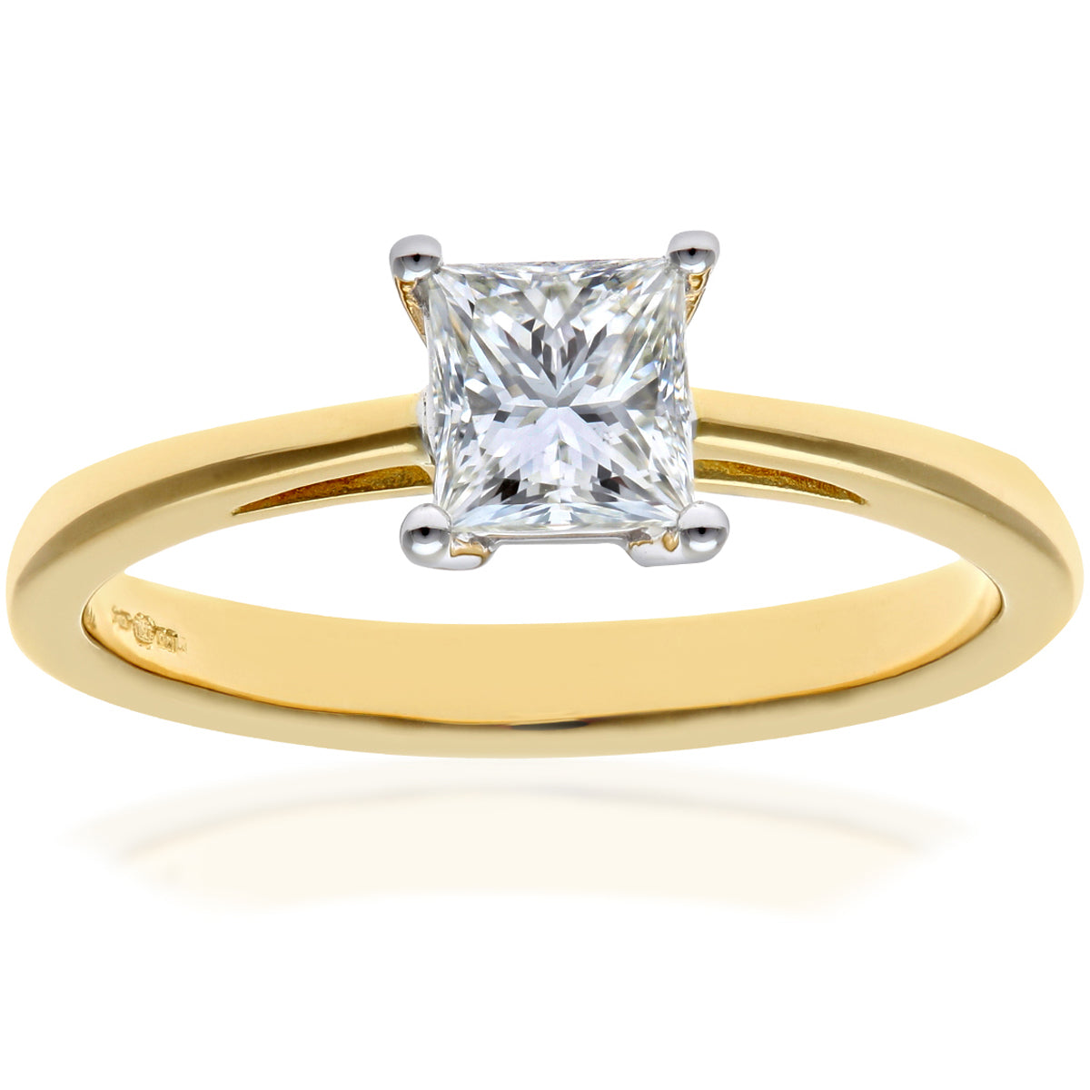 18ct Gold  Princess 3/4ct Diamond 4 Claw Solitaire Ring 5mm - PR0AXL9546Y18JPK