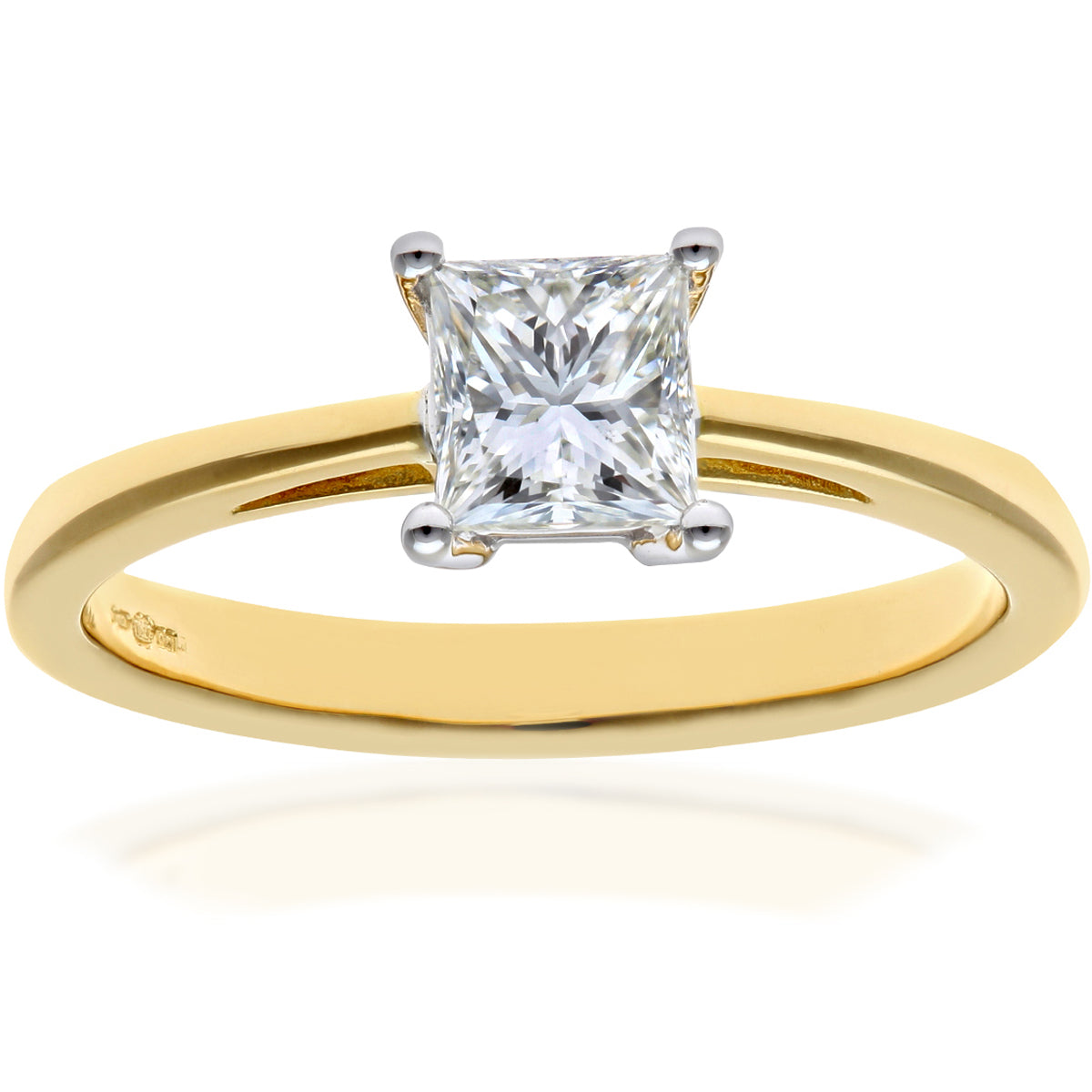 18ct Gold  Princess 3/4ct Diamond 4 Claw Solitaire Ring 5mm - PR0AXL9546Y18JSI